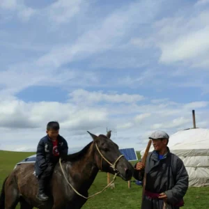 Father & son training their horse